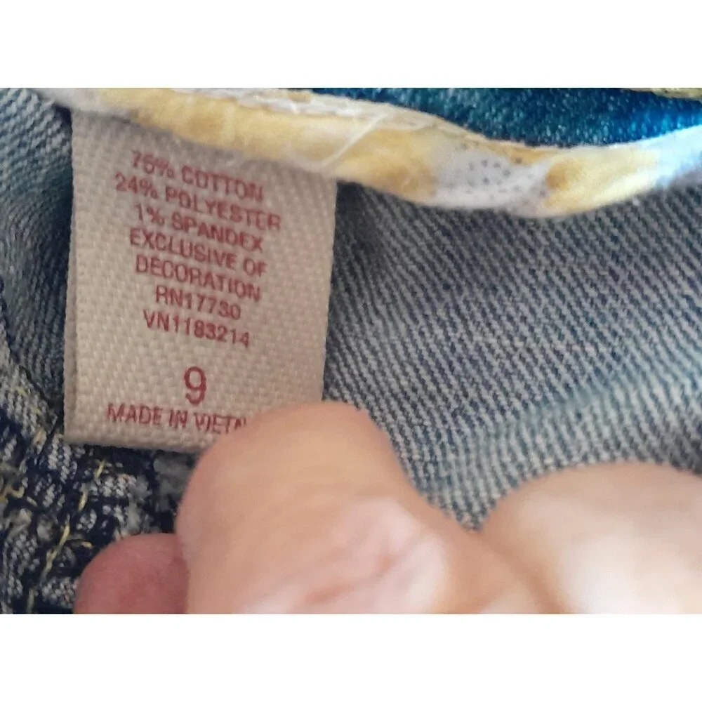 Vtg Y2K Womens Low Rise Retro Flare Embroidered Flap Pocket Sz 9 Jeans